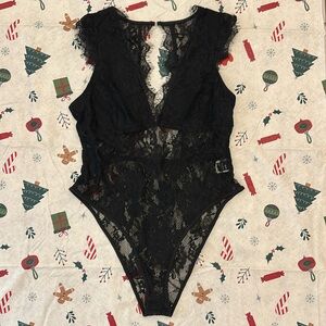 New Never Worn SHEIN Large Black Lace Body Suit